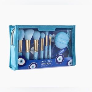 Spectrum Makeup Brushes & Puff Set with Makeup Pouch, Evil Eye Jet Setter Set